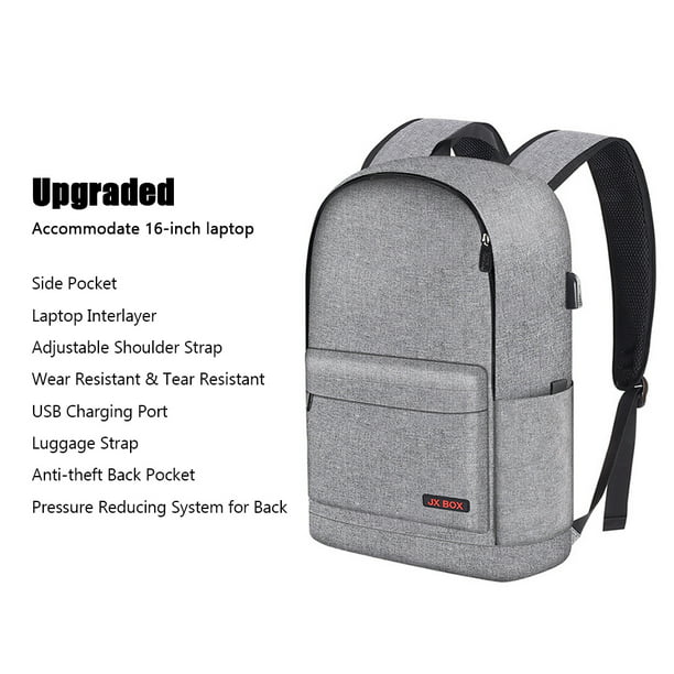 Black Anti Theft Laptop Notebook Backpack Bag Travel Bag With External USB Charging 